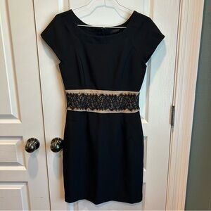 The Limited Little Black Dress with Lace Detail & Tan accent Cap Sleeve Sz 0